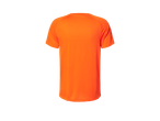 Spatele unui tricou sportiv portocaliu.