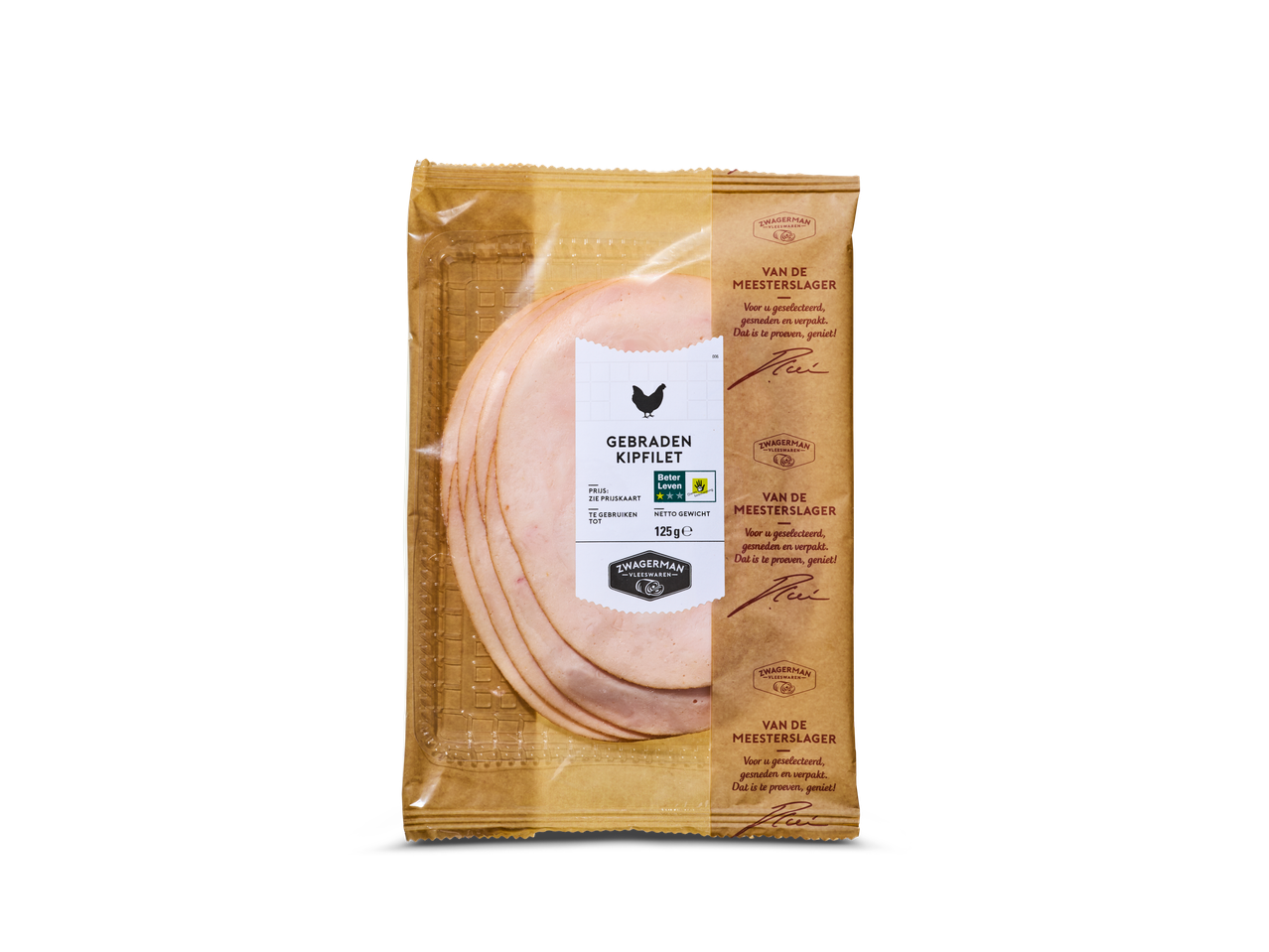 Zwaggerman gebraden kipfilet:  gesneden plakjes in verpakking.