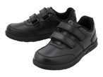 Pair of black children's shoes with hook-and-loop fasteners