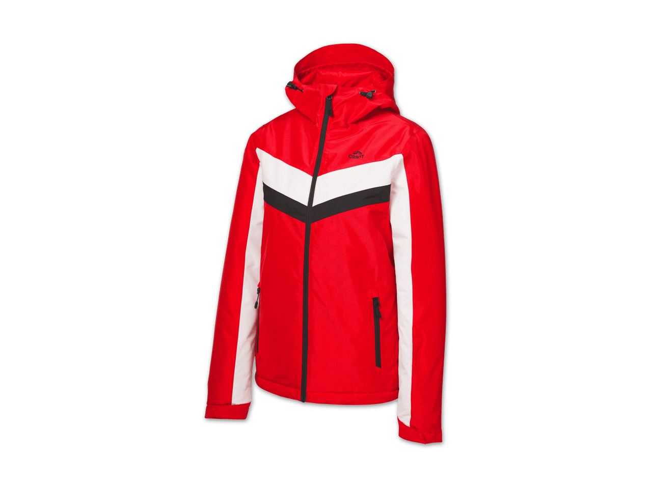 Rote CRIVIT Skijacke mit weißen und schwarzen Streifen