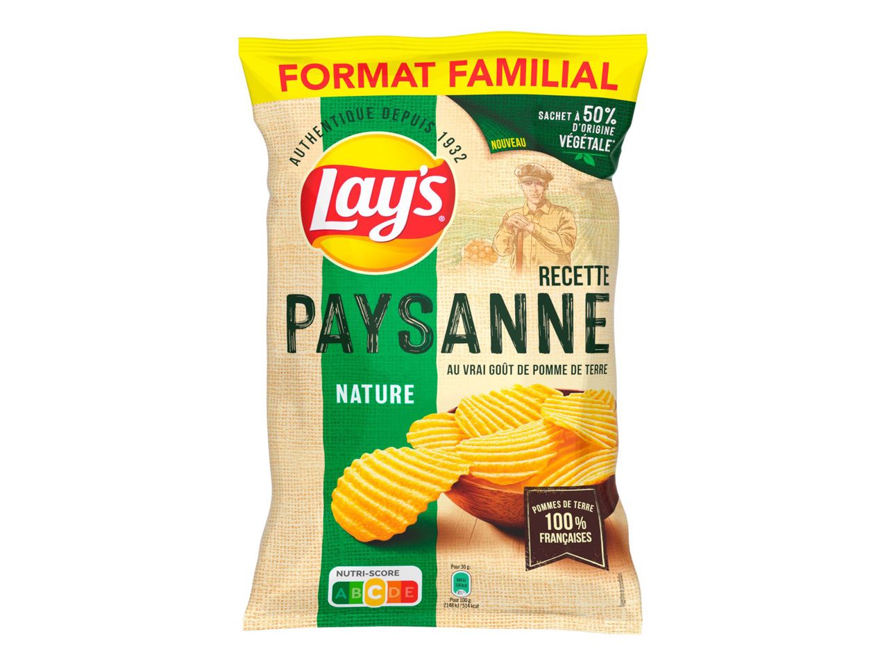 Sac de chips Lay's Paysanne Nature, format familial.