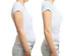Weight loss before and after: woman in white t-shirt and jeans.