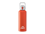 An orange CRIVIT drink bottle with a white and red cap.