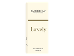 Une boîte de parfum blanche pour 'Suddenly Fragrances Lovely Eau de Parfum' 75ml.