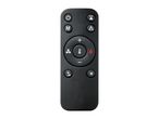 Black remote control with various function buttons for temperature, fan, and light.
