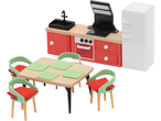 Lupilu wooden doll's house kitchen and dining room furniture set