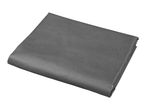 A neatly folded dark gray tarp or protective cover with a textured surface.