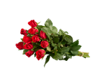 Buquê de rosas vermelhas em fundo preto.