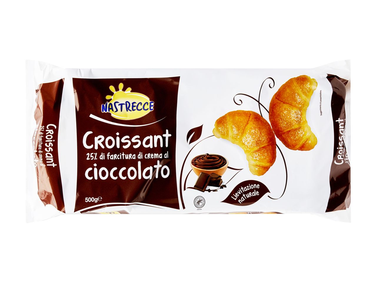 Sacchetto di croissant al cioccolato Nastrecce da 500g.