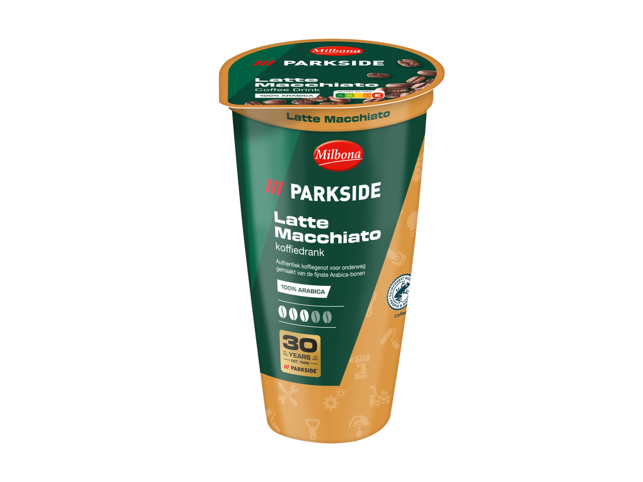 Milbona Parkside Latte Macchiato koffiedrank met 100% Arabica-bonen en Nutri-Score