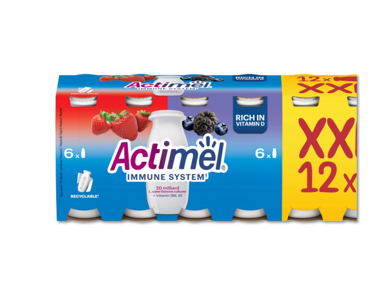 Actimel jogurtu iepakojums ar zemeni un mellenēm, 12 gab.