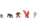 Set de 5 figurine animale: lup gri, tigru verde, monstru de lavă, dragon roșu și tigru alb.