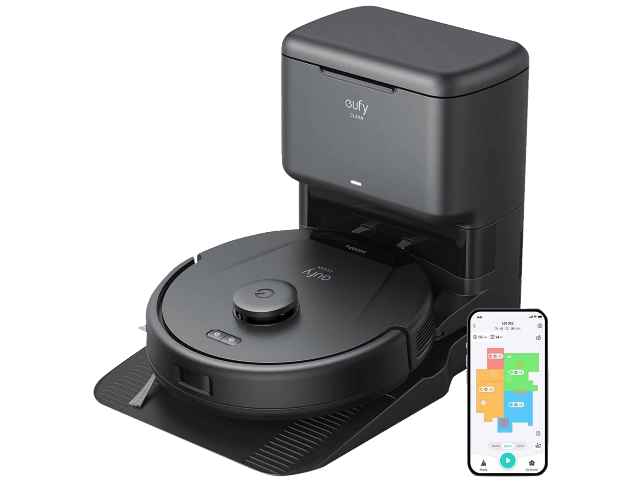 Eufy L60 Hybrid Robot Vacuum Cleaner with self-emptying station and app control.