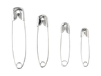 Safety pins in various sizes.