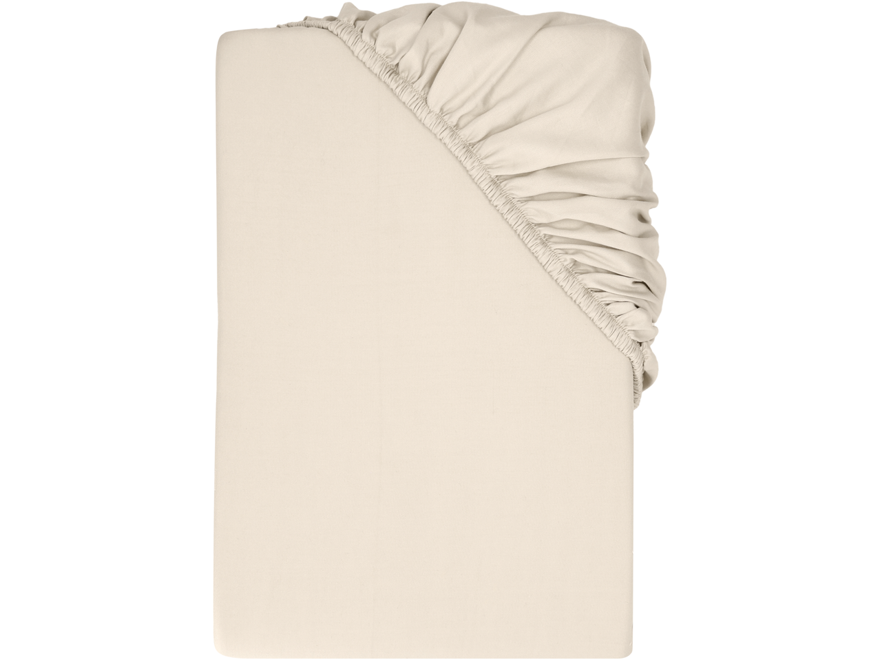 Livarno Sateen Fitted Sheet in light beige, top-down view