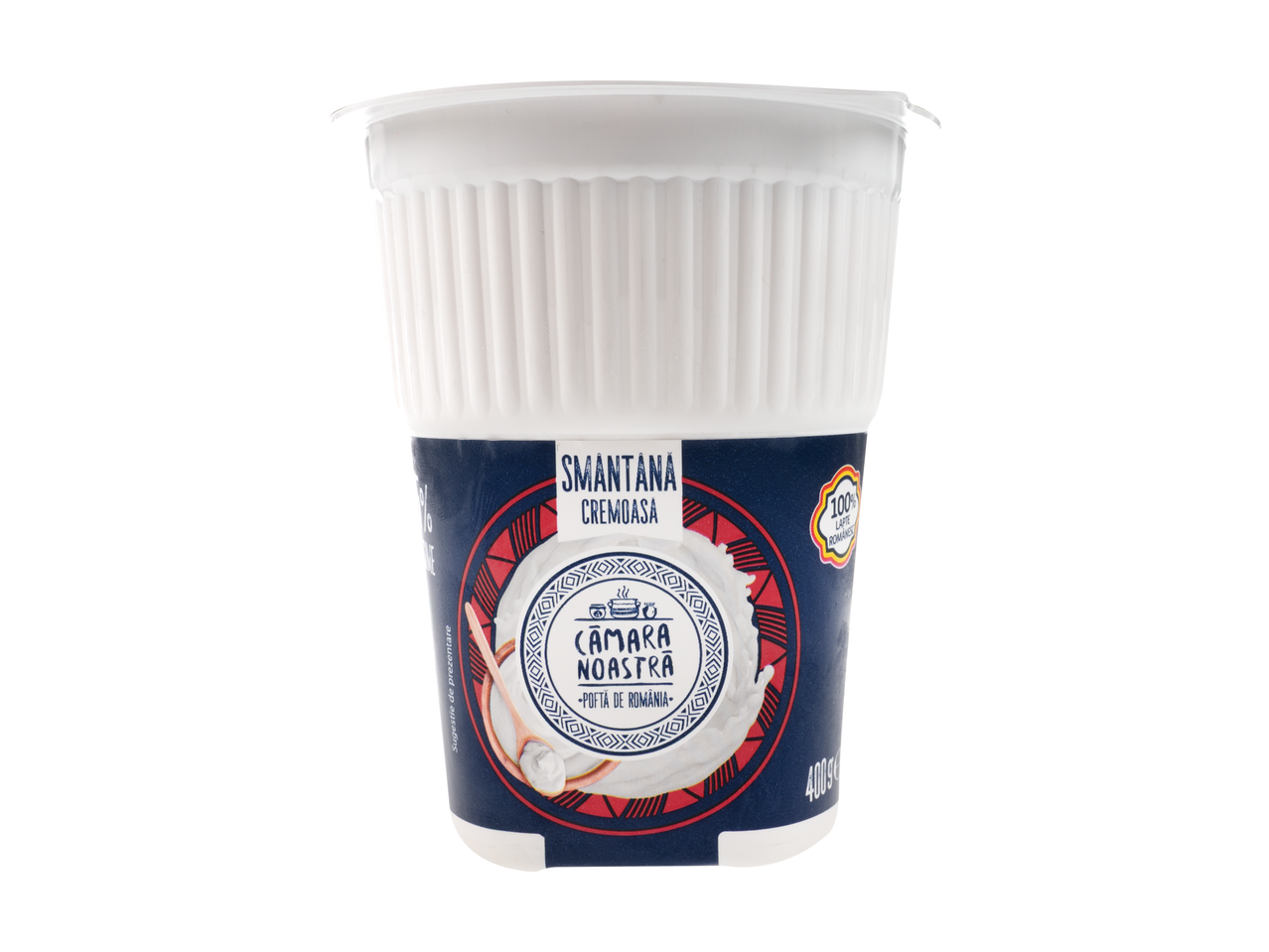Smântână cremoasă Cámara Noastra, 400g, în pahar.