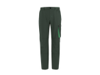 Calças de trabalho PARKSIDE® masculinas em verde escuro com detalhes verdes e bolso lateral.