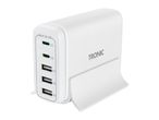 White USB charging station with two USB-C and three USB-A ports, labeled MAX 30.5W.
