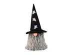 Halloween gnome decoration with a black witch hat and glowing nose