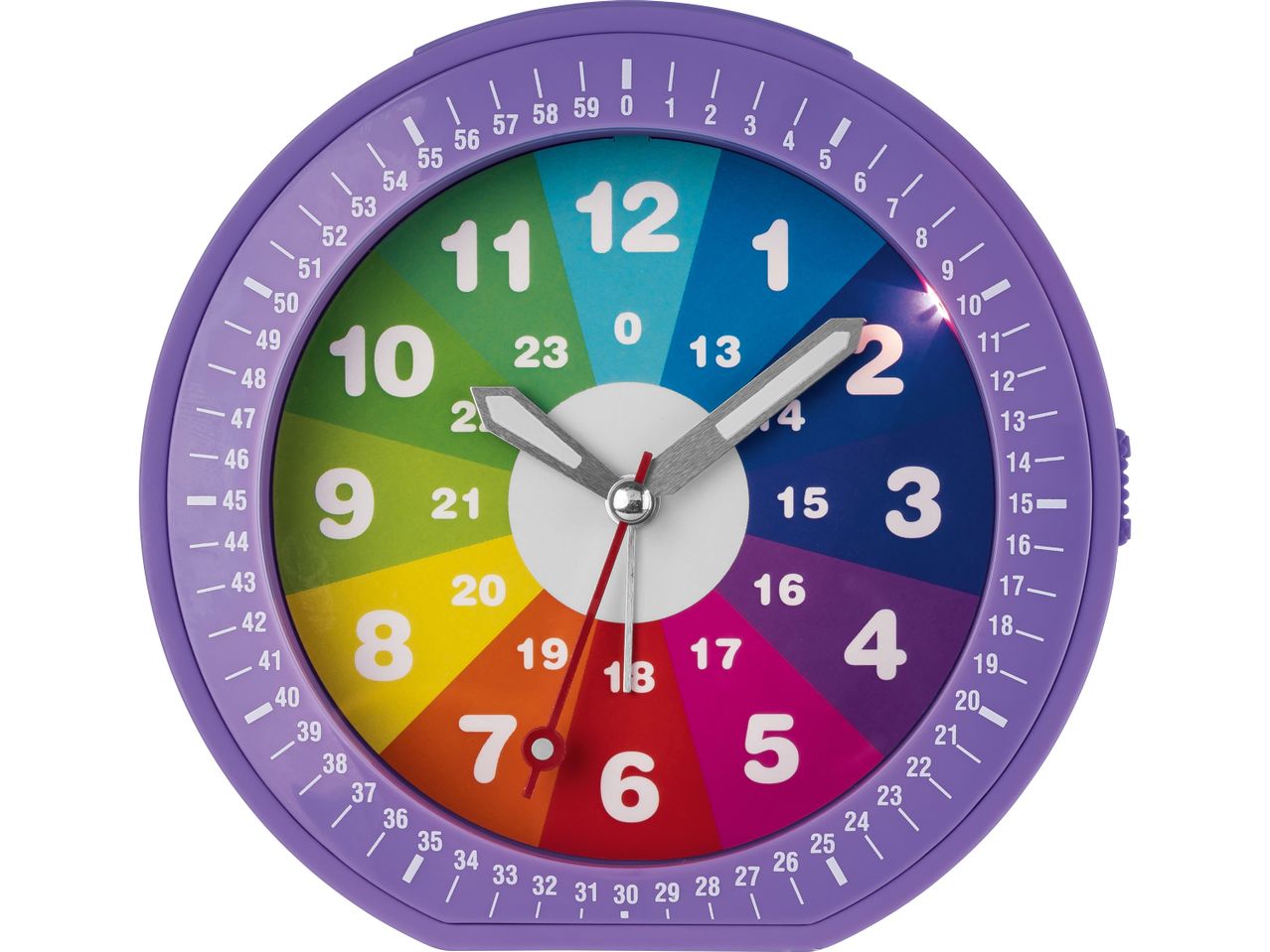 Orologio didattico colorato con quadrante numerato per imparare a leggere l'ora.