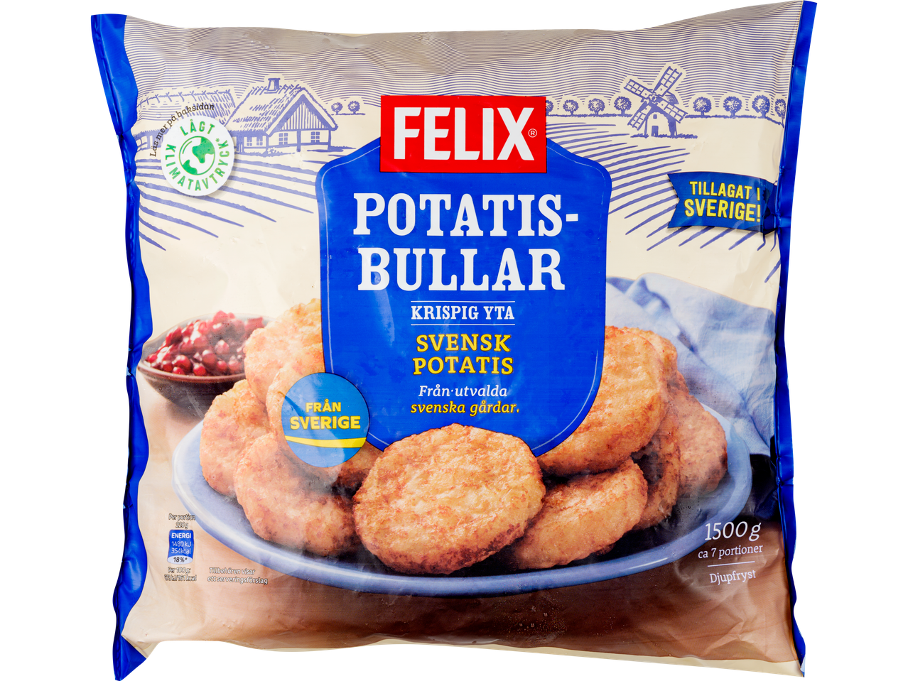 Felix Potatisbullar med krispig yta, gjorda på svensk potatis, 1500g djupfryst.