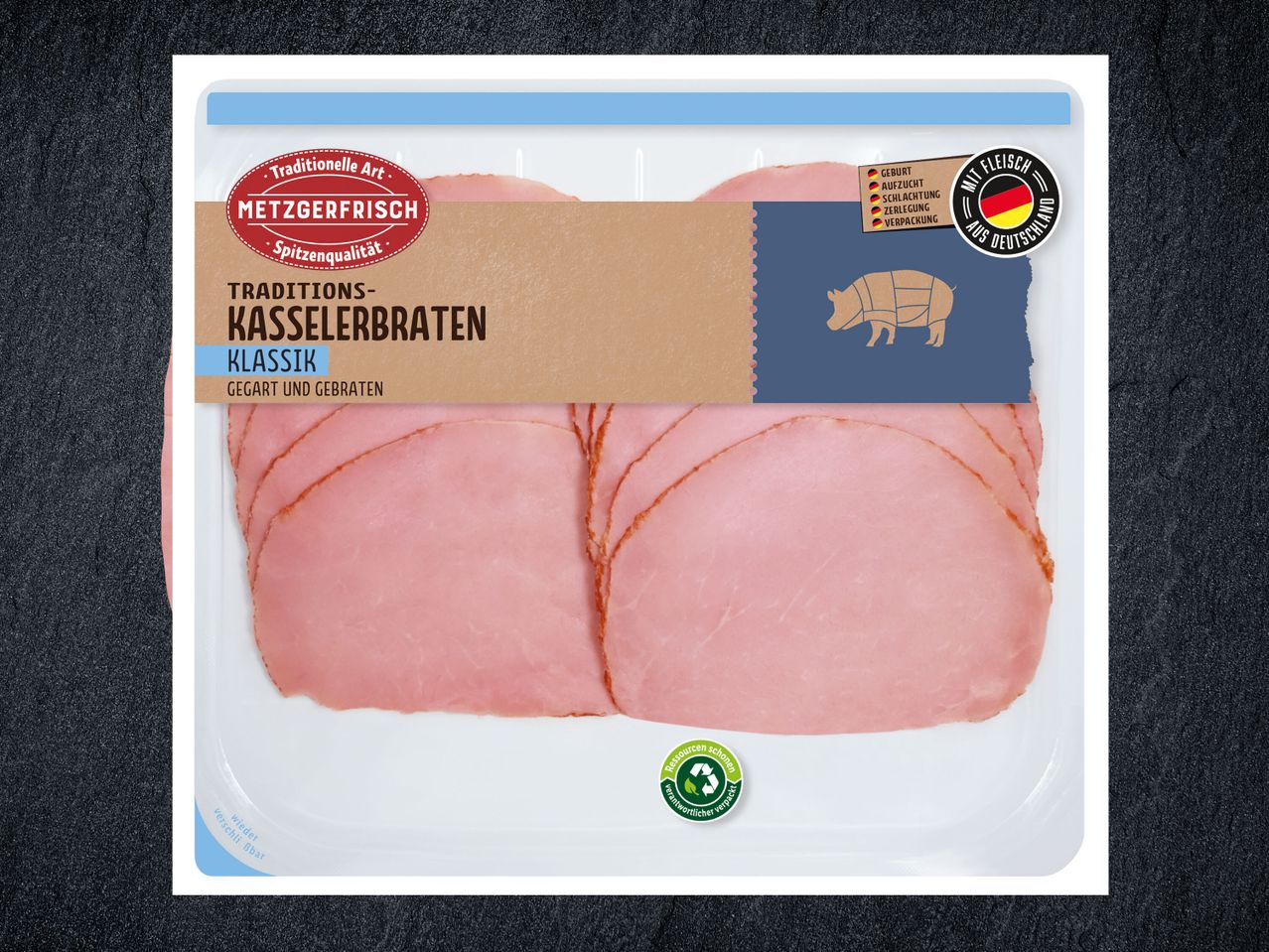 Klassischer Kasselerbraten in Scheiben, deutsche Qualität.