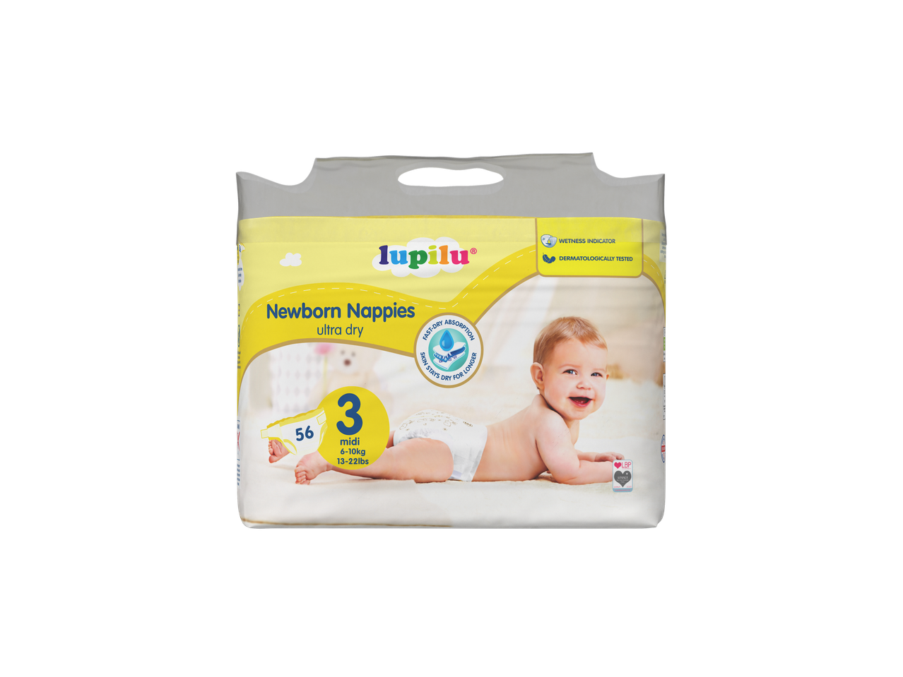 Lupilu Newborn Nappies Ultra Dry, Size 3, 56 count