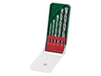 A set of five drill bits in a green and red case, with sizes 4, 5, 6, 8, and 10, for stone, lightweight concrete and bricks.