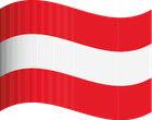 Wellenförmige Flagge Österreichs mit roten und weißen Streifen.