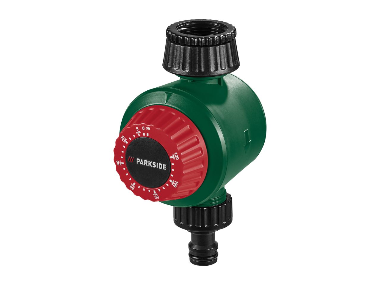 Parkside watering timer: green and red, with adjustable watering time.