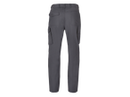 Gray work pants with cargo pockets.