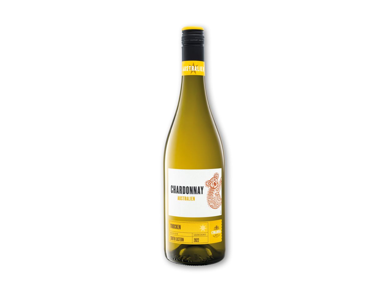 Hvidvin af Chardonnay-drue fra Australien med et koala-motiv på etiketten.