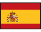Spaniens flag med våbenskjoldet i midten.