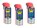Drei Sprühdosen mit Silikonspray, Kontaktspray und weißem Lithiumsprühfett.