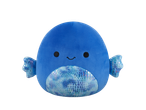 Blue Squishmallows plush toy with iridescent belly and fins.