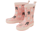 Rožiniai guminiai batai su zuikučių galvomis
