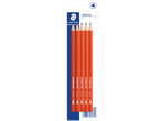 Cinco lápis STAEDTLER minerva HB 2 laranja brilhante em embalagem branca e azul.