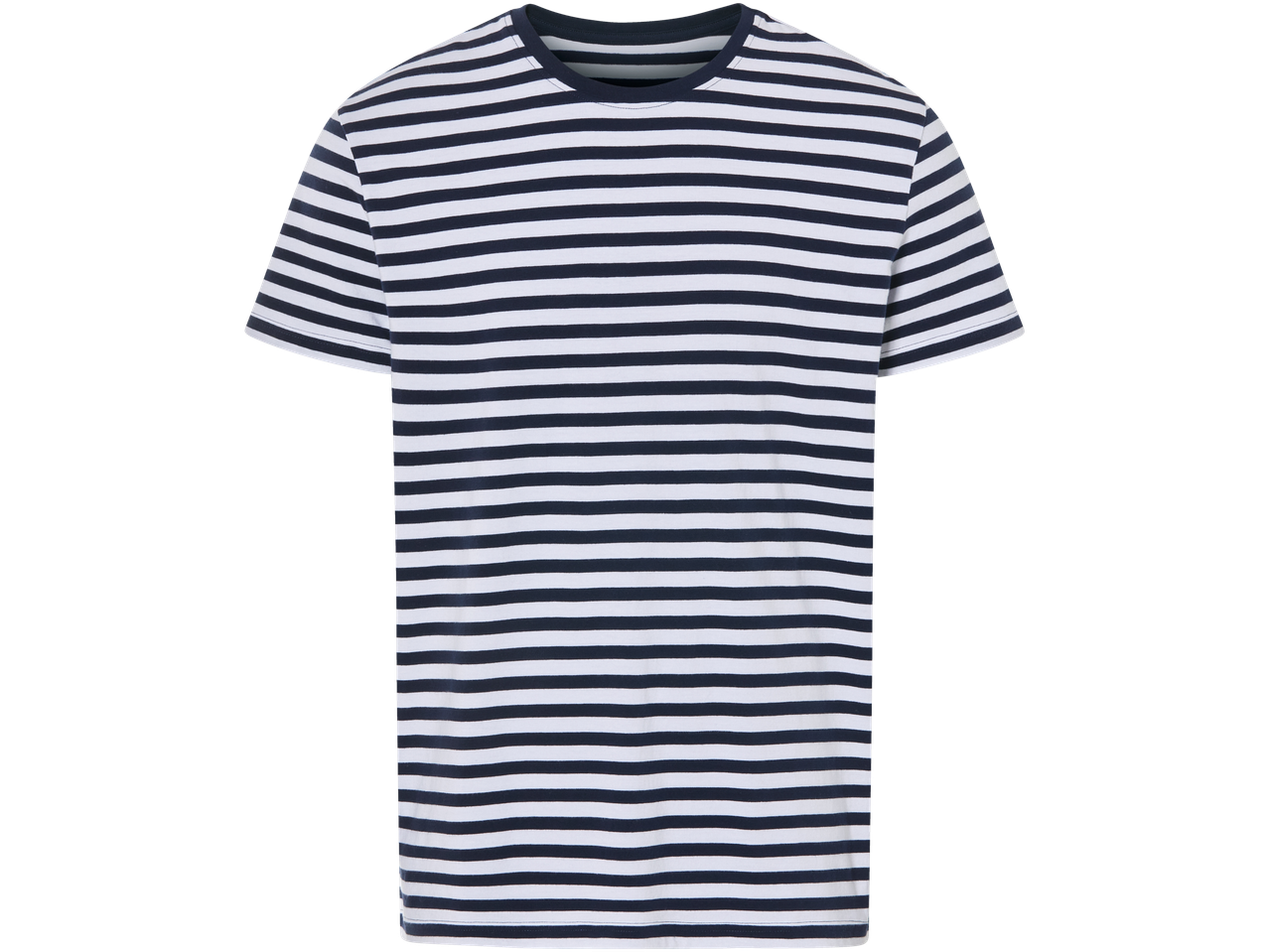 Tamnoplava i bijela prugasta majica.