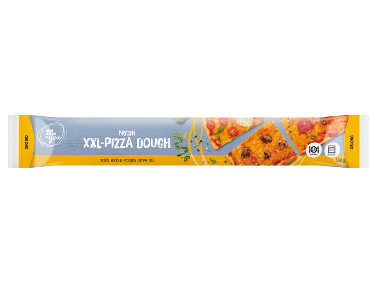 Chef Select XXL picos tešla su ypač tyru alyvuogių aliejumi, 550 g pakuotė.