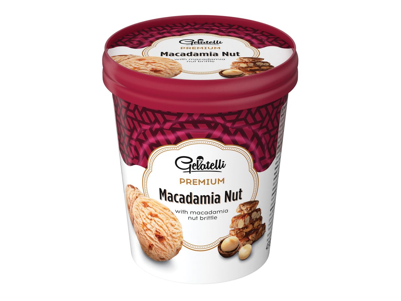 Gelatelli Premium Macadamia Nut sladoled s krhkim makadamijem.