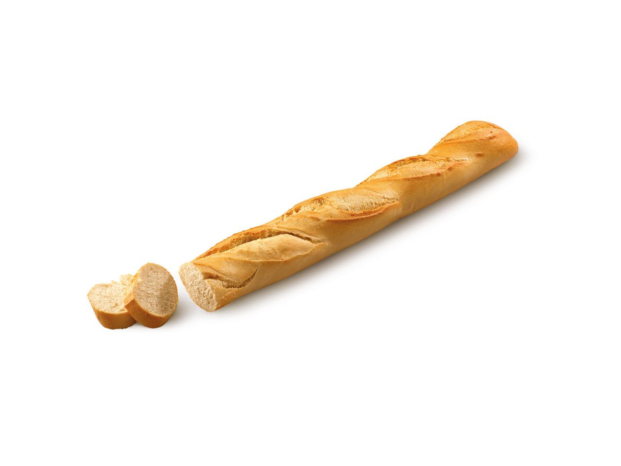 French bread: baguette with slices.