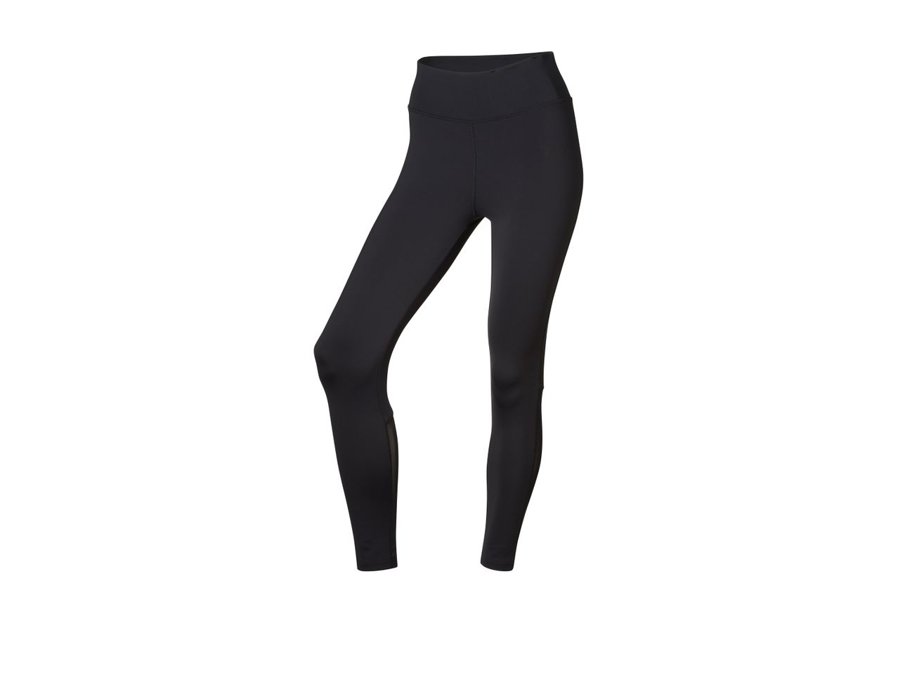 Black high-waisted leggings with mesh panels.