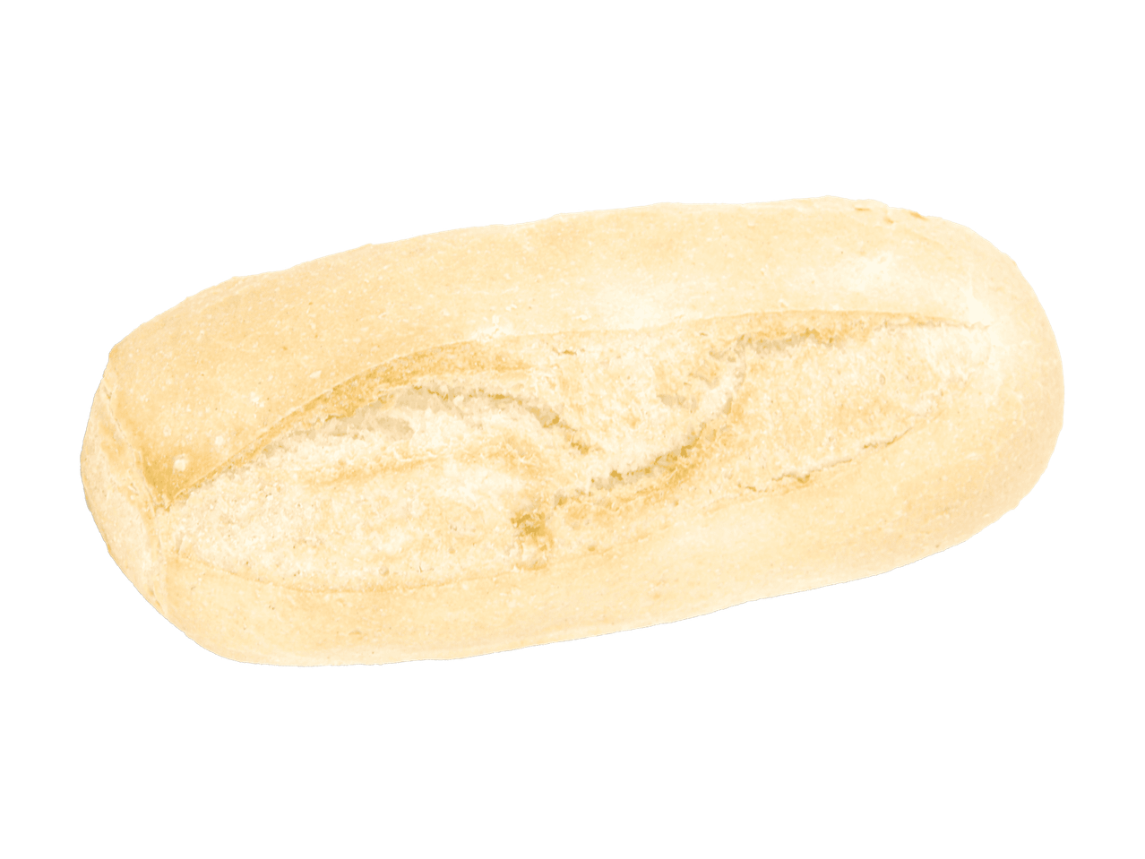 Un singolo panino bianco su un pezzo di tessuto di iuta.
