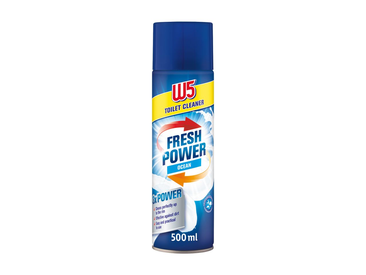 W5 Toilet Cleaner Fresh Power Ocean spray bottle.