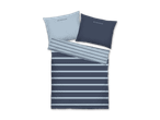 Tom Tailor Bettwäsche-Set mit gestreifter Decke und zwei Kissen in Blau- und Grautönen