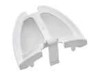 White plastic coffee filter with mesh screen, angled view.