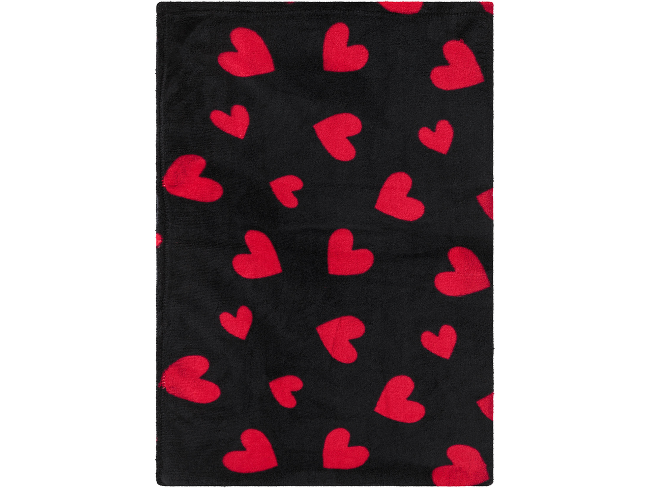 Black towel with red hearts pattern