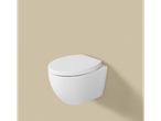 LIVARNO home wall-mounted toilet with a white seat against a beige wall.