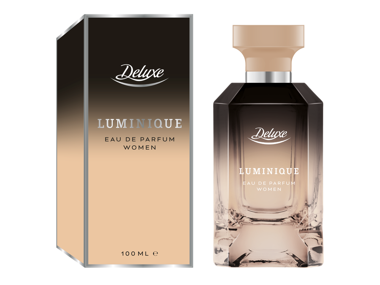 Парфюм за жени в бутилка и опаковка с надпис 'LUMINIQUE EAU DE PARFUM WOMEN'