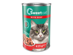 Sweet cat hrană umedă cu vită pentru pisici adulte, conservă de 415g.